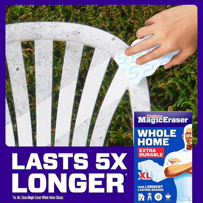 Mr. Clean Magic Eraser Sponge, All Purpose Cleaner, Long Lasting Cleaning Scrubber, Wall, Sneaker, Oven, Kitchen, Bathroom, Shower Cleaner, Cleaning Supplies, Whole Home Extra Durable XL, 8ct