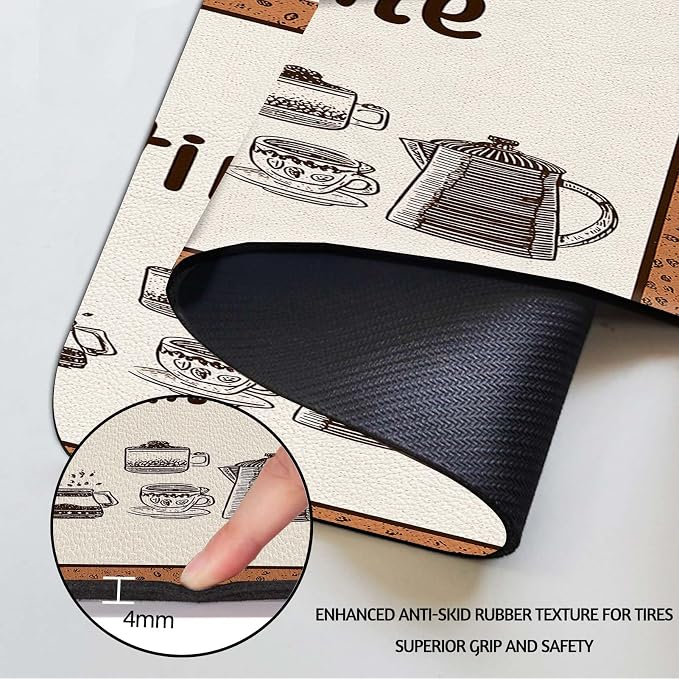 MCALK Coffee Mat, Coffee Bar Station Accessories with Anti-Slip Rubber Base, Absorbent Kitchen Sink Mat with Modern Art Decor (1 pc 18" x 16")