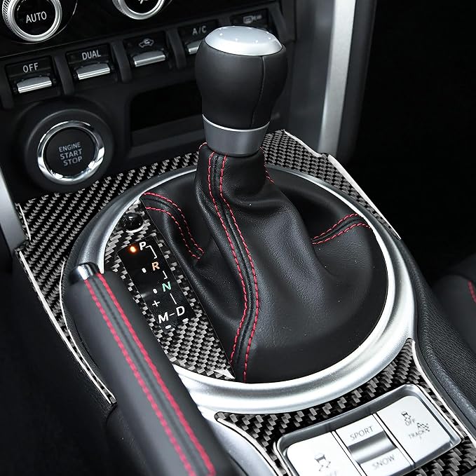 Real Carbon Fiber Trim for Subaru Accessories | for BRZ/Scion FR-S/Toyota 86 2016 2017 2018 2019 2020 Gear Shifting Box Panel Cover Interior Thick Overlay Decal