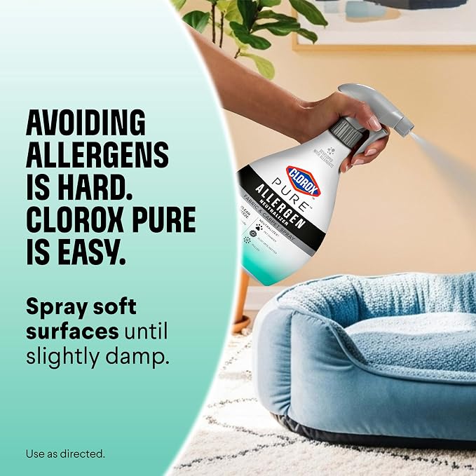 Clorox PURE Allergen Neutralizer Fabric and Carpet Spray, Clean Breeze, 26 Fluid Ounces