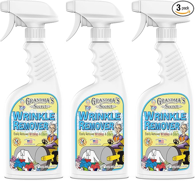 Grandma's Secret Wrinkle Remover Spray - Easily Removes Wrinkles & Odors - Wrinkle Release, Fabric Refresher Spray, Chlorine, Bleach and Toxin-Free - 16 Ounce, 3 Pack