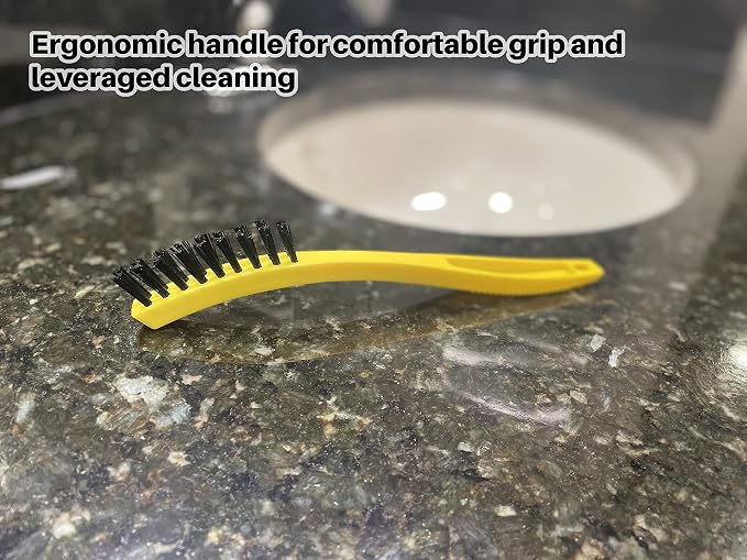 Rubbermaid Commercial Products 8.5" Tile and Grout Scrub Brush, Plastic Bristles, Black, for Industrial/Professional Use On Grout, Tile, and Other Small Areas