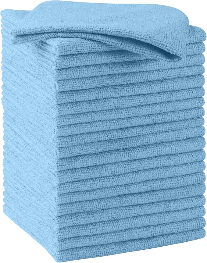 HOMEXCEL Blue Microfiber Cleaning Cloths, 20 Pack Cleaning Rags - Lint Free & Scratch-Free Microfiber Towels for Cars, House & Kitchen, Absorbent Cleaning Towels, 11.5 x 11.5 Inch