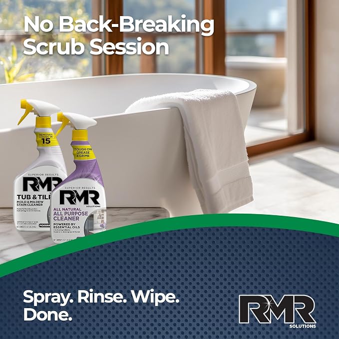 RMR Surface Saver System – Tub & Tile Stain Remover + All Natural All Purpose Cleaner, 2-Step Bathroom & Surface Cleaning Bundle for Tile, Grout, Shower, Tub, Counters & More, 2–32 Oz Bottles