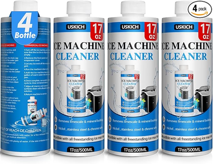 USKICH 4 Pack Ice Machine Cleaner Maker Descaler-68 fl oz Nickel Safe Descaler,Ice Maker Cleaner Solution Compatible with Ice Machine Brands Scotsman,KitchenAid,Hoshizaki