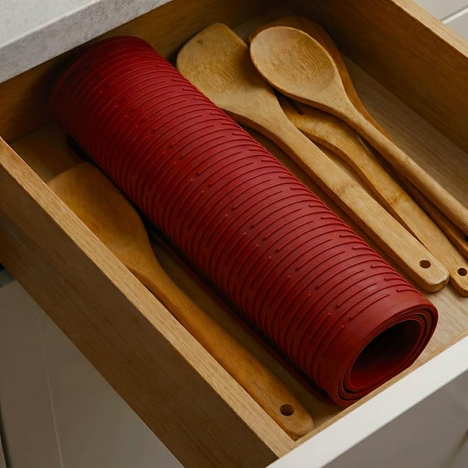 MicoYang Silicone Dish Drying Mat for Multiple Usage,Easy clean,Eco-friendly,Heat-resistant Silicone Mat for Kitchen Counter or Sink,Refrigerator or Drawer Liner Red 4XL 32 inches x 18 inches
