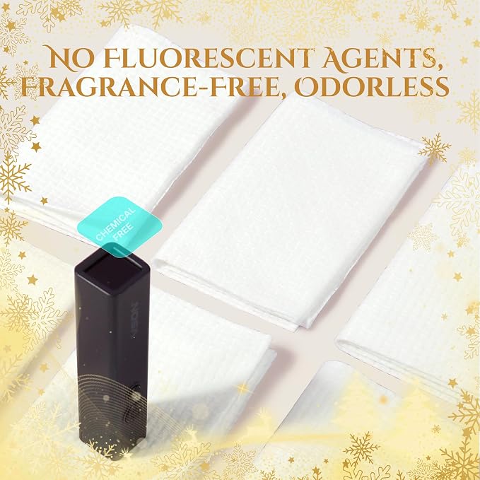 Christmas Disposable Face Towels XL, 50 Count | Ultra Soft Makeup Remover Dry Wipes for Sensitive Skin, Magnetic Gift Box, Stocking Stuffers for Women
