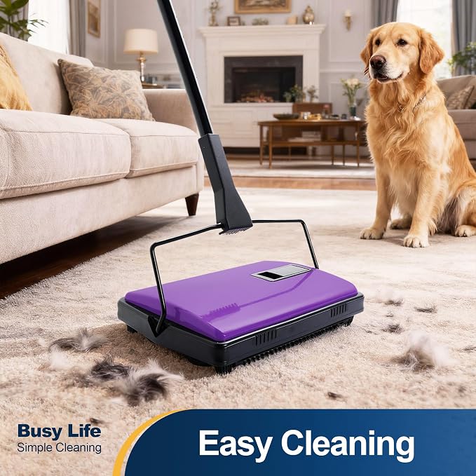 Yocada Carpet Sweeper Cleaner Manual Household Sweeper 1*Extra Brush | for Home Office Low&Undercoat Carpets Rugs Pet Hair Dust Scraps Paper Small Rubbish Cleaning 48.03"