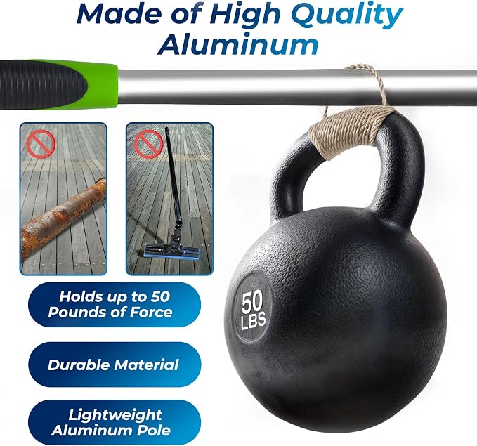DSV Standard Professional Window Squeegee for Window Cleaning, 2 in 1 Rotatable Window Cleaning Squeegee Kit with Extension Pole, 62” Window Cleaning Tool for Indoor/Outdoor High Windows, Home, Car