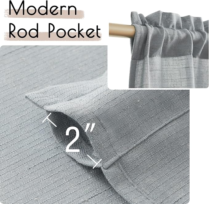 jinchan Lien Tier Curtains and Valances, 26x24, 3 Panels, Grey | Light filtering, rod pocket, cafe curtains, farmhouse, machine washable, small window decor, kitchen, laundry room, RV