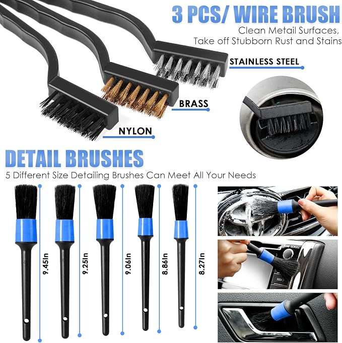 Car Cleaning Kit, Car Interior Detailing Kit with High Power Handheld Vacuum, Detailing Brush Set, Windshield Cleaner, Cleaning Gel, Complete Auto Accessories for Men, Women
