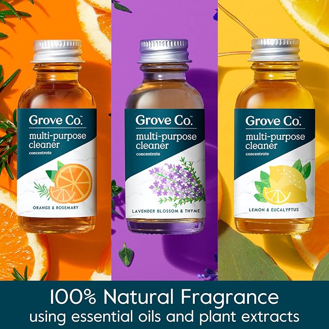Grove Co. Multi-Purpose Cleaner Refills, 6 x 1fl oz, Variety Pack | 6 refills; Plant-based; No plastic waste; Ammonia & chlorine free; No Harsh Chemicals