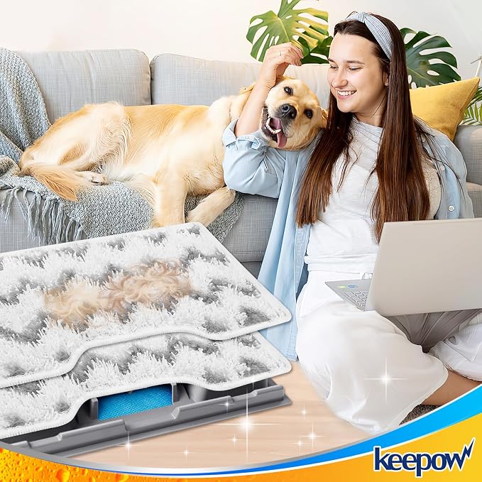 KEEPOW Reusable Mop Replacement Pads Compatible with Shark Vacmop VM252 | VM401 VM252P10 VC205 VM180 VM190 VM200 QM250 VM250 Washable Microfiber Mop Vac Pads Refills with Upgraded Design,1+2+4 Pads