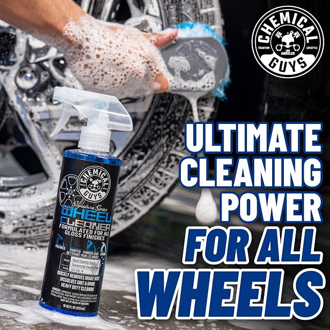 Chemical Guys CLD_203 Signature Series Wheel Cleaner, Formated For All Gloss Finishes, Safe for Cars, Trucks, SUVs, Motorcycles, RVs & More 128 fl oz (1 Gallon) | Fast-acting foaming spray clings to wheels to lift brake dust and road grime, safe on chr...