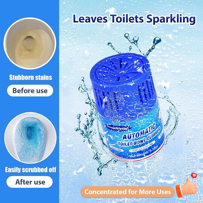 Automatic Toilet Bowl Cleaner Bottles, 2 Pack In-Tank Toilet Cleaner for Stain Build-Up Prevention, Blue Long-Lasting Toilet Tank Cleaner, Septic Safe, Fresh Scent, Up to 3 Months Each