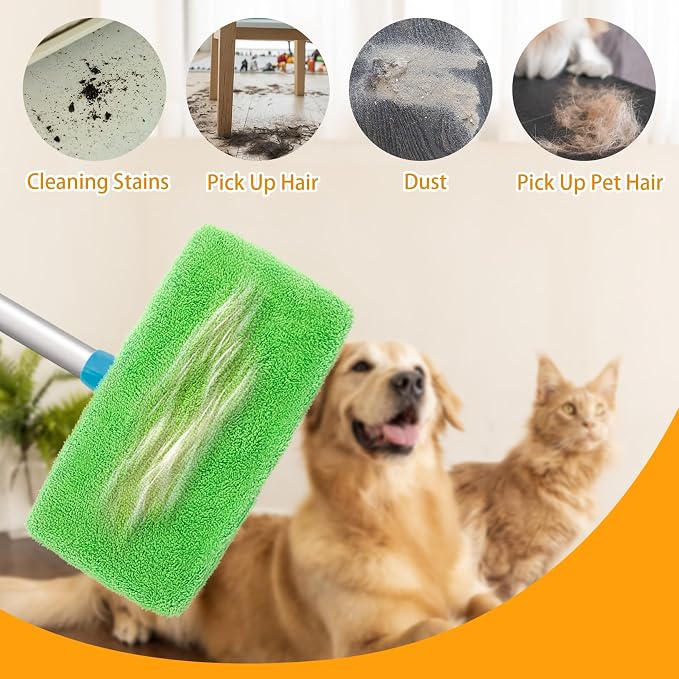 Unoutur Reusable Dry Sweeping Cloths Microfiber Wet Mop Pads Compatible with Swiffer Sweeper Mop Replacement Sweeping Mopping pad Refills for Hardwood Surface Floor Cleaning (16PCS)