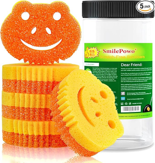 5 Pack Scrub Sponge, Dual-Sided Temperature Controlled Kitchen Sponge for Dishes, Frog Bulk Sponges Household Cleaning Pads,Multi-Functional Premium Cleaning Sponges