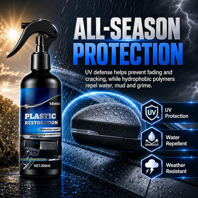 Back to Black Plastic Restorer Spray, 10oz Trim and Bumper Restoration Kit | Ceramic coating & carnauba wax formula with UV protection. Non-greasy dry touch finish for car interior & exterior trim.