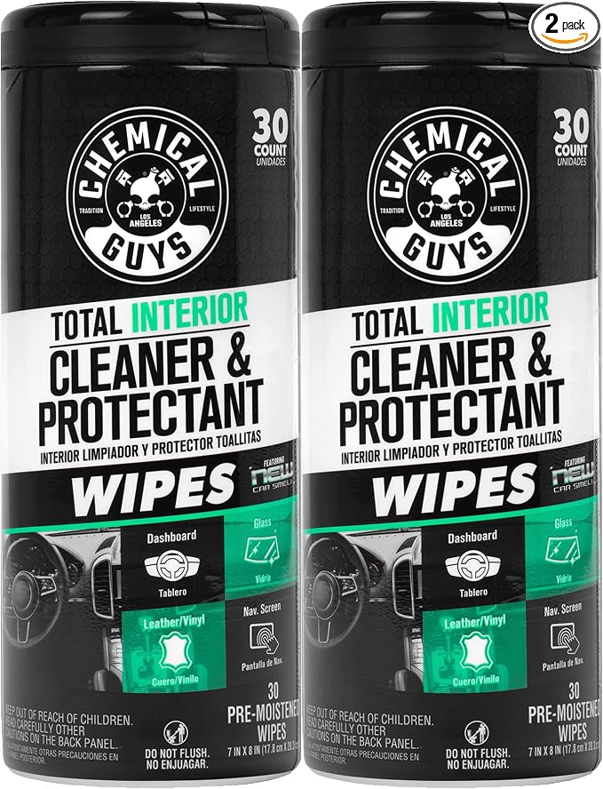 Chemical Guys, Total Interior New Car Smell Cleaner & Protect Wipes, 2 Pack