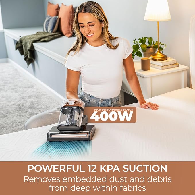 Kenmore Bed Mattress Vacuum with UV-C Light & HEPA Filter | Handheld Bed Vacuum Cleaner Machine with 131°F heat drying for Couch, Pet Hair - MC2010
