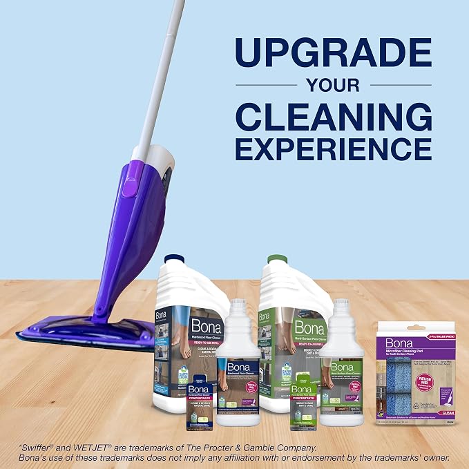 Bona Hardwood Floor Cleaner Bottle for use with Swiffer WETJET Spray Mop, Lavender Thyme Scent, makes 64 Fl Oz - Includes Filled Bottle + Concentrate Refill for Wood Floor Cleaning