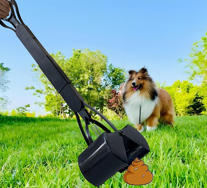 ienjoyed 32" Dog Pooper Scooper for Small Dog to Large Dog, Heavy Duty Dog Poop Scooper for Yard & Walks, Durable Double Spring Clamp, Simple One Step Assembly (Black)