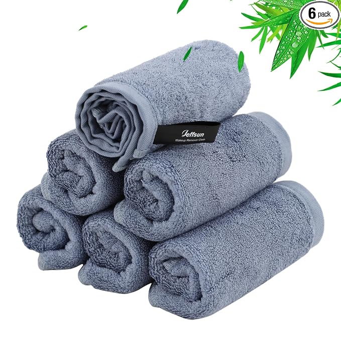 Face Wash Cloths 6 Pack,Reusable Makeup Remover Cloth,10''x10'',Slate Blue | 100% Viscose,Gently Washing Face for Sensitive Skin,Breathable,Easy Rinsed,Fast Dry,Facial Cleans Skincare Routine Must Have