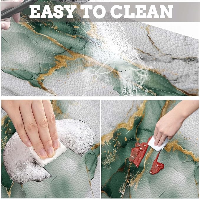 MCALK Marble Green Dish Drying Mat for Kitchen Counter, Luxurious Marble Texture Dish Drying Pad with Anti-Slip Rubber Base, Absorbent Kitchen Sink Mat with Modern Art Decor (1 pc 18" x 16")