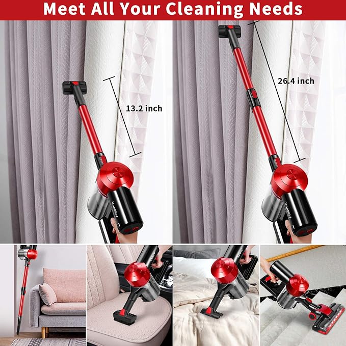 iwoly C150 Cordless Vacuum Cleaner with 2200mAh Rechargeable Battery, 18000Pa Cyclone Vacuum with HEPA Filter, Lightweight Portable Handheld Stick Vacuum for Home Hard Floor Car Cleaning