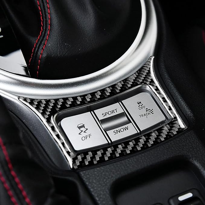 Real Carbon Fiber Trim for Subaru Accessories | for BRZ/Scion FR-S/Toyota 86 2016 2017 2018 2019 2020 Gear Shifting Button Interior Thick Overlay Decal
