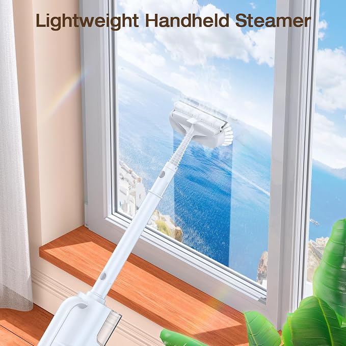 10 in 1 Multi-Accessories Handheld Steam Cleaner& Steam Mop for Home | Quick 10s Heat, 350ml Water Tank and 2-Level Steamer for Cleaning Floor, Window, Carpet, BBQ Grill, Tile, Sofa, Car and Grout