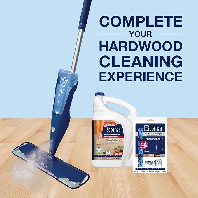 Bona Hardwood Floor Cleaner Refill - 128 fl oz - Cedar Wood Scent | Residue-Free Floor Cleaning Solution Spray Mop and Spray Bottle Refill - For Wood Floors