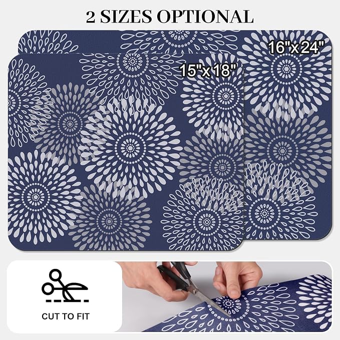 LuxStep Dish Drying Mat Super Absorbent Kitchen Counter Mat Rubber Backing Draining Mat Easy to Clean Kitchen Accessories Dish Rack Pad for Dishes, Utensils, Countertops, Sinks 15" x 18" Blue