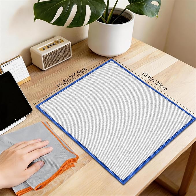 Puomue 12 Pack Microfiber Glass Cleaning Cloth, 320GSM Thick Lint Free Glass Towels, Reusable Window Cleaning Cloth for Windshields, Lenses, Glasses, Mirrors & Windows, Polishing Silver, 13.8" x 10.8"