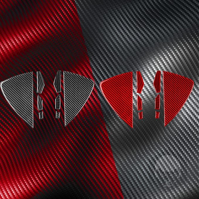 Red Real Carbon Fiber Trim for Tesla Accessories | for Model 3 2017-2022 / Model Y 2020-2024 Door Sides Front Slot Sticker Interior Thick Overlay Decal