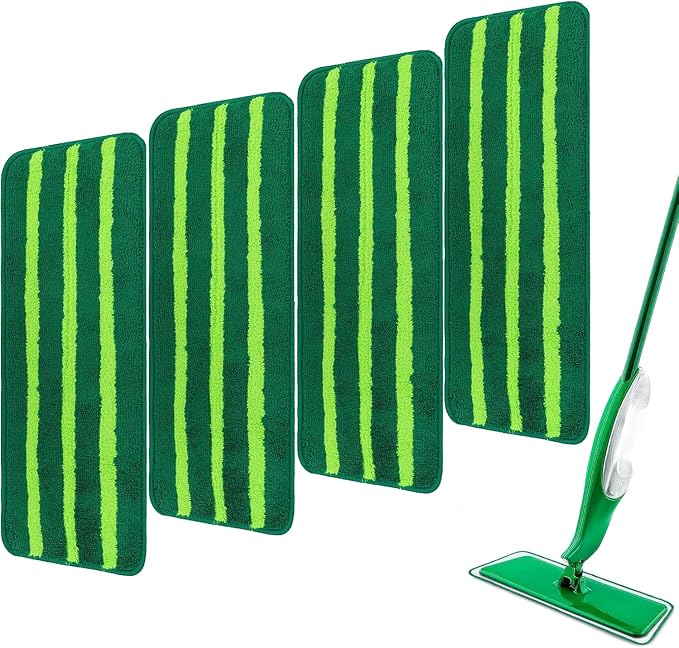 Mop Head Replacement for Libman Freedom Spray Mop - Washable Reusable Wet & Dry Cleaning - Microfiber Spray Mop Pads Refill for Multi-Surface Floor -4 Pack (Green）