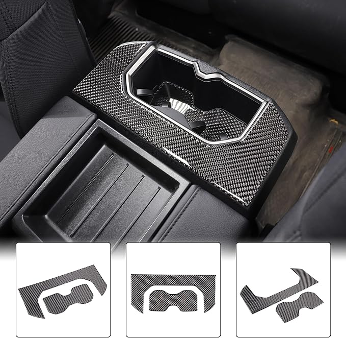 Aunginsy Car Rear Seat Central Armrest Cup Holder Cup Panel Trim Sticker Compatible with Toyota Tundra/Sequoia 2022-2024 Car Back Center Console Cup Holder Decorative Frame Protect Cover Accessories