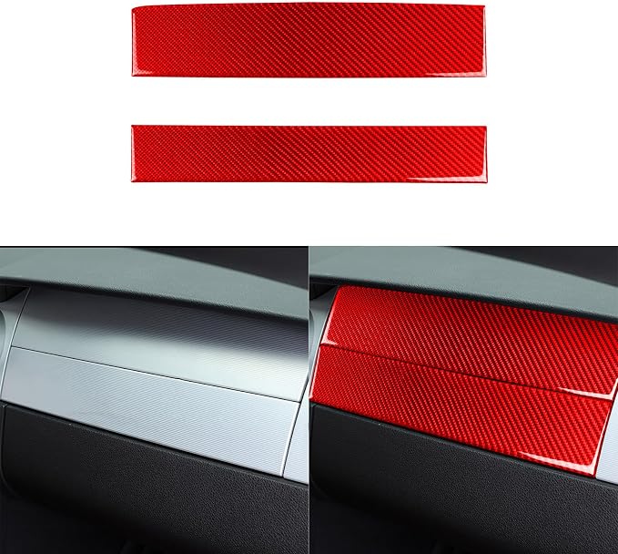 Red Real Carbon Fiber Trim for Ford Mustang Accessories | for GT Shelby 2005 2006 2007 2008 2009 Co-Pilot Dashboard Console Cover Strip Interior Thick Overlay Decal