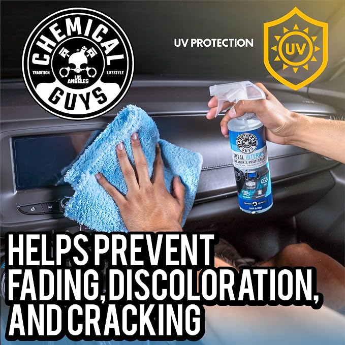 Chemical Guys, Total Interior Cleaner & Protectant, Leather & Vinyl, 16 oz | Cleans dashboards, seats, door panels, trim and glass in one step, leaving a fresh, streak-free, factory-style look