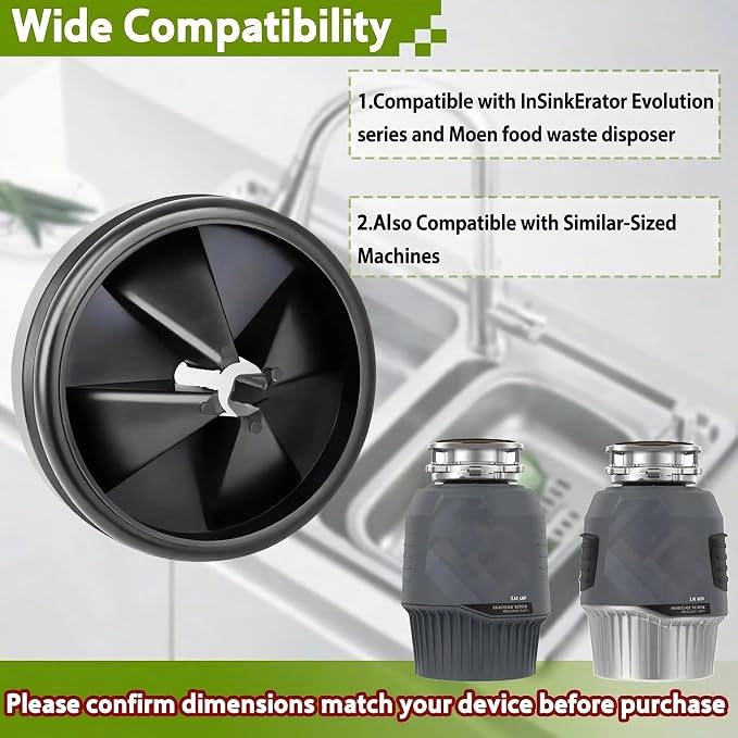 8-Pack 3-3/8in Garbage Disposal Splash Guard Compatible with InSinkErator | QCB-AM Replacement for InSinkErator Evolution & for Moen, Noise Reduction, Leakproof, Durable