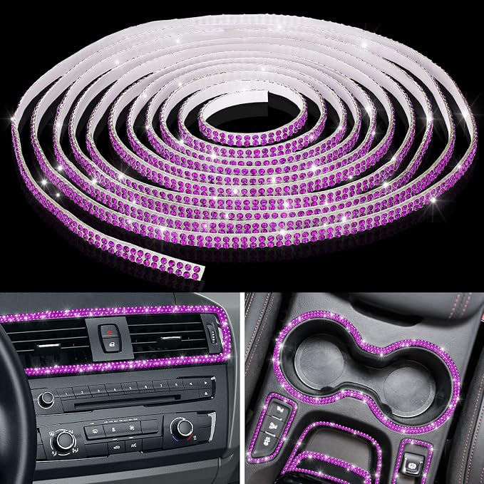 Kingdder 16.4 ft Bling Car Trim Self Adhesive Bling Car Accessories for Women Rhinestone Strip Glitter Diamond Sticker DIY Line Molding Dashboard Decal Shiny Auto Stuff for Interior Exterior Decor