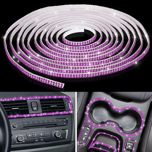 Kingdder 16.4 ft Bling Car Trim Self Adhesive Bling Car Accessories for Women Rhinestone Strip Glitter Diamond Sticker DIY Line Molding Dashboard Decal Shiny Auto Stuff for Interior Exterior Decor