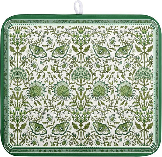 Green Floral Dish Drying Mat for Kitchen Counter 16x18 Inch Spring Summer Flowers Drying Mats Microfiber Absorbent Dish Drainer Pad Reusable Washable Dish Draining Mat for Coffee Bar Sink