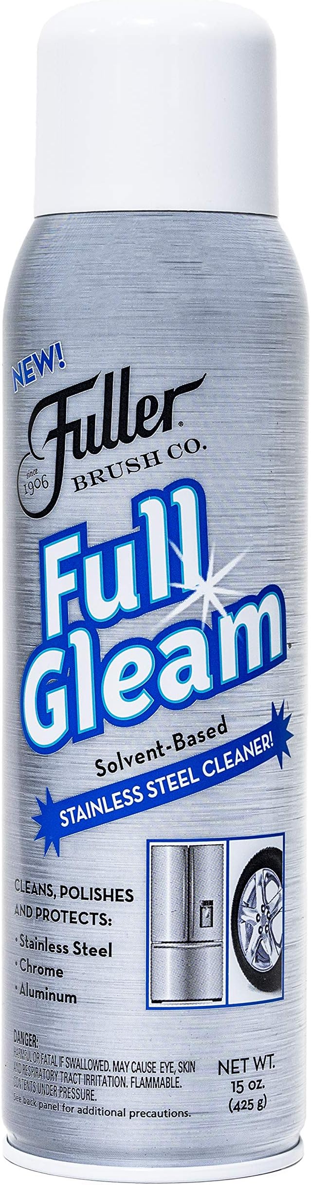 Fuller Brush Full Gleam Stainless Steel Cleaner – 15 oz Spray for Appliances, Chrome, Aluminum & Sinks – Cleans, Polishes & Protects Metal Surfaces (Pack of 2)