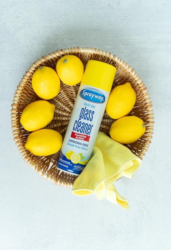 Sprayway Glass Cleaner Lemon Scent Foaming Aerosol Spray, 19oz, Pack of 6 | Ammonia-Free, Streakless, Fast-Acting | Cleans & Polishes Glass Surfaces | Removes Fingerprints, Dust, Dirt, Smoke Film | Ammonia-Free, Streak-Free Shine, Fast-Drying | for Win...
