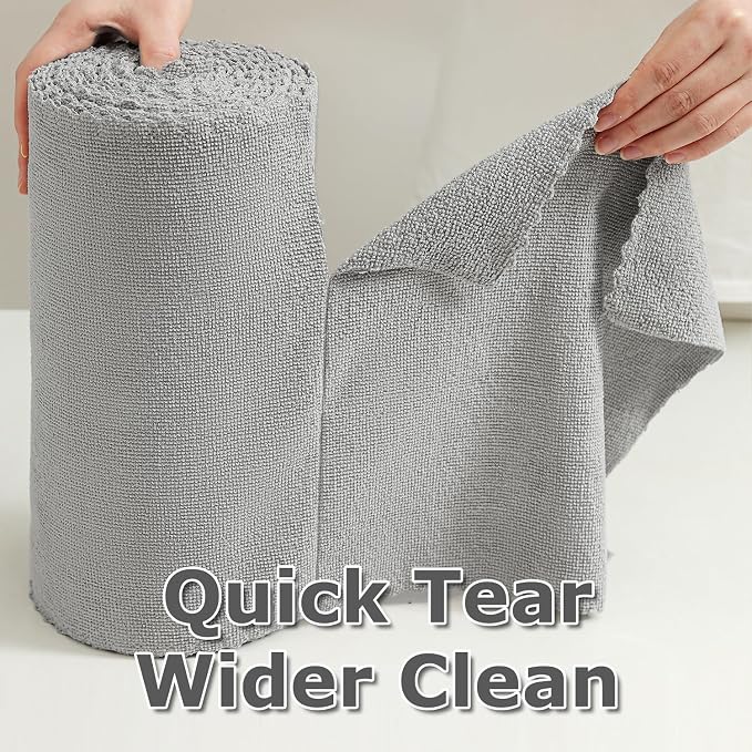 Jessy Home 80 Pack Reusable Paper Towels Grey Microfiber Cleaning Cloth Roll 12"x12" Microfiber Towels for Kitchen, Tear Away Cloth, Lint Free Rags for House,Car,Window,Cleaning Supplies