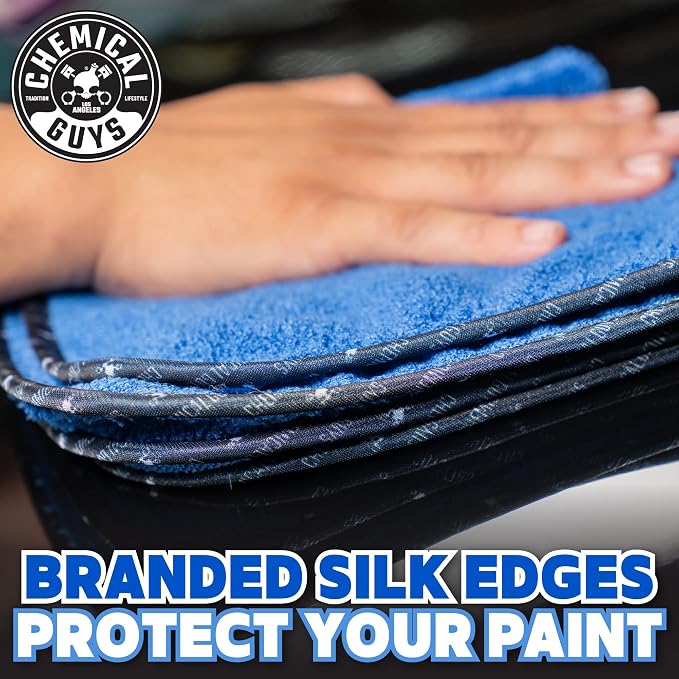 Chemical Guys, Professional Microfiber Towels, 16 x 16 in, Blue, 3 Pack | Ultra-soft, scratch-free towels to buff wax, dry panels and clean glass and interiors, machine washable