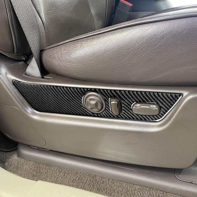 Fit for Cadillac Escalade ESV 2007-2014 / EXT Hybrid 2009-2013 | Real Carbon Fiber | Accessories | Trim Seat Adjustment Panel Cover | Stickers | Self-adhesive