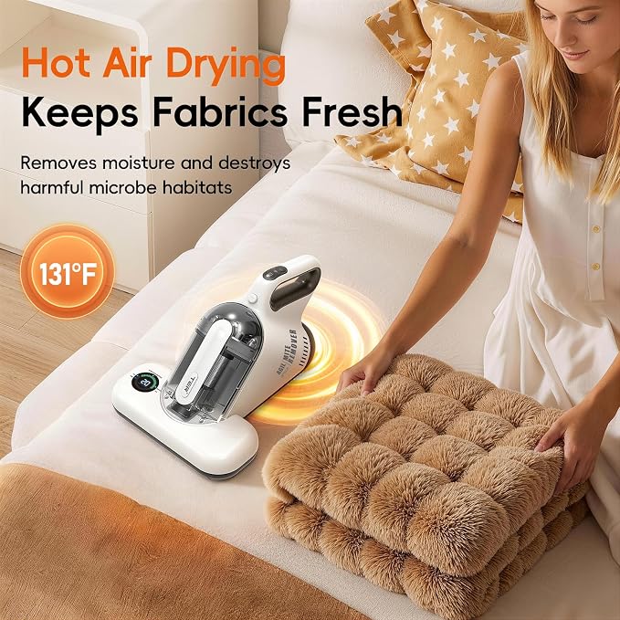 TER UV Bed Mattress Vacuum Cleaner with Smart Dust Sensor | 16 Kpa Strong Suction + 35000/rpm Tapping for Deep Clean Pet Hair and Dust on Mattress, Couch, Pillow