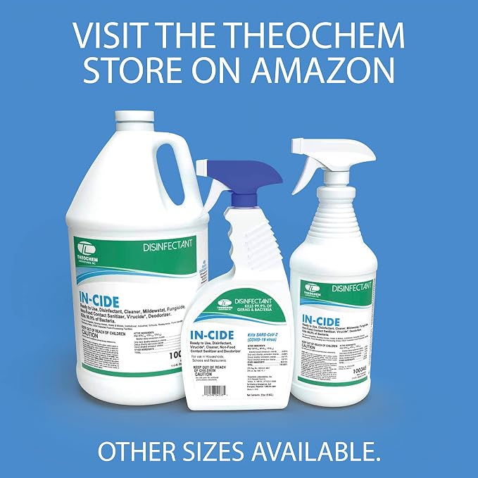 In-Cide EPA Registered Disinfectant Spray - Kills 99.9% of Germs, Mold, Mildew and MRSA - Multi-Surface Cleaner for Home, School & Hospital - Fresh Scent - 32 oz (2 Pack)